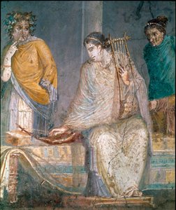 Roman art: a cythared. Fresco from the site of Castellammare di Stabia near Naples.1st century AD (fresco) بواسطة رواية