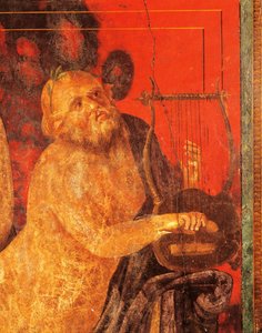 Silenus playing lyre, fresco from Villa of Mysteries, Pompeii , Campania, Roman Civilization بواسطة رواية