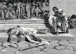 تم العثور على جثة Publius Clodius Pulcher (92-52 قبل الميلاد) على طريق أبيا روما (نقش) بواسطة رواية