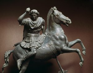 الإسكندر الأكبر (356-323 قبل الميلاد) على ظهر حصان سيكون الحصان بوسيفال. النحت البرونزي بعد الأصل من قبل ليسيب من Sicyone (395-305 قبل الميلاد) نابولي ، Museo Archeologico Nazionale