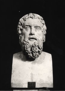 Bust of Aristophanes (c.445-c.385 BC) (marble) (b/w photo) بواسطة رومان رومان