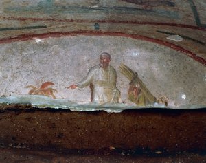 Decorative fresco Catacombs of Priscilla, Rome (UNESCO World Heritage List بواسطة رومان رومان