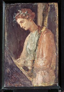 صورة شخصية لامرأة شابة من إيطاليا، كامبانيا، بومبي، رسم على الجص، 55-79 م بواسطة رومان رومان