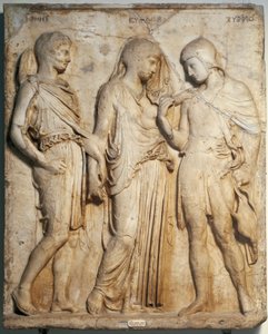 Roman Art: “” Orphee, Eurydice and Hermes””” Marble relief from a Greek original. Naples, Museo Archeologico Nazionale بواسطة رومان رومان