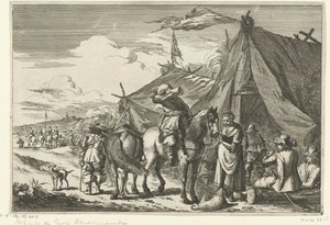 الدراجون يستريحون في الخيام بواسطة Romeyn de Hooghe (رفض الإسناد)