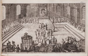 مشهد في البلاط الملكي للقيصر الكسيس ميخائيلوفيتش ، 1677 بواسطة Romeyn de Hooghe