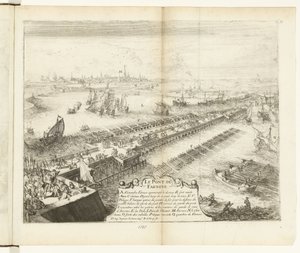 جسر سفينة بارما فوق نهر شيلدت ، 1585 لو بونت دي فارنيز (العنوان على الكائن) Guerres de Flandres (عنوان المسلسل)