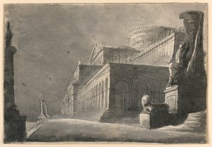 تصميم المسرح ، خارج قصر هائل بواسطة رومولو أخيل ليفراني