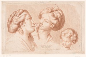 طباعة عنوان برأس امرأتين ورأس طفل IVe Cahier de Principes du Dessin d