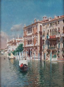 جندول أمام Palazzo Cavalli-Franchetti و Palazzo Barbaro ، البندقية (زيت على قماش)