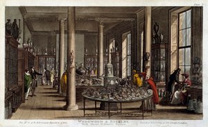 منظر داخلي لمتجر خزف Wedgwood في لندن ليثوغراف بواسطة R. Ackermann