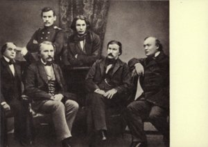 L N Tolstoi مع الكتاب والمساهمين في مجلة "Sovremennik" ، بيتربورغ بواسطة مصور روسي
