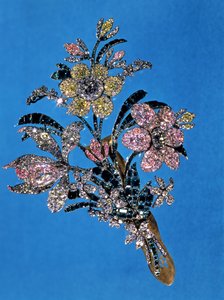 بروش على شكل باقة كبيرة مرصعة بالألماس والزمرد قطع ج 1760 (الذهب والفضة والماس والزمرد). بواسطة المدرسة الروسية