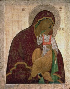 Yakhroma Madonna of Humility ، أيقونة روسية ، ربما مدرسة بسكوف (درجة الحرارة على اللوحة) بواسطة المدرسة الروسية