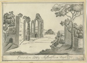 دير كروكسدين: رسم بني داكن ، 6 أغسطس 1772 (رسم) بواسطة S بنتلي