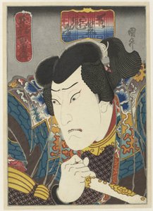 Ôkawa Hashizô I بدور Tenjiku Kanja مائة قصة عن الشجاعة في بلادنا (عنوان المسلسل) Honcho hyakuyûden (عنوان المسلسل على الكائن) بواسطة Sadamasu (II) ، Utagawa (منسوب إلى)