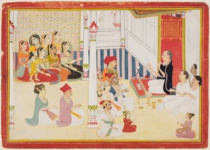 سفيتامبارا جاين المعلم إعطاء تعليمات ، ج. 1750-60. بواسطة صاحب رام