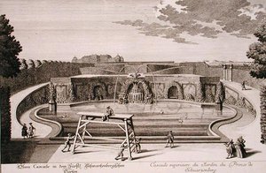 نافورة كبيرة في حديقة أمير شوارزنبرج ، فيينا ، نقشها جورج دانيال هومان (1691-1759) ، نُشرت حوالي 1724-1737 (نقش) (انظر أيضًا 170853) بواسطة سالومون (بعد) الصغير