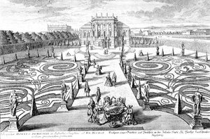 منظر لحديقة ومنزل في جوزيفستادت ، فيينا ، نقش بواسطة يوهان أوغست كورفينوس (1683-1738) (نقش) بواسطة سالومون (بعد) الصغير