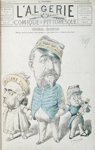 رسم كاريكاتوري للجنرال فيليكس غوستاف سوسير (1828-1905) ، غلاف "L'Algerie Comique Pittoresque" ، 26 أغسطس 1883 (لون ليثو) بواسطة سالومون أسوس