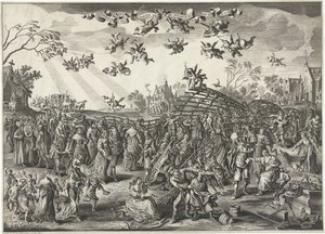 فخ الزواج: حكاية الزواج صورة huwelyx تحت ستار fuyk (العنوان على الكائن) بواسطة Adriaen Pietersz van de Venne