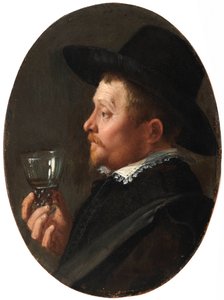 "صورة لرجل يحمل كأس رويمر" (رجل يحمل رومر) لوحة لسالومون دي براي (1597-1664) زيت على نحاس بواسطة سالومون دي براي