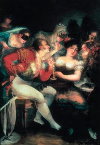 مقهى خلال الكرنفال ، التفاصيل ، ج. 1824-25 (زيت على قماش) بواسطة سلفادور مايول