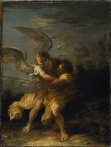 Jacob wrestling with the angel (oil on canvas) بواسطة سلفاتور روزا