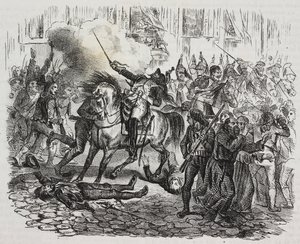 تمرد مدريد ، الطباعة الحجرية لسلفاتوري بوليا من تاريخ نابليون بواسطة سيزار مالبيكا (1804-1848) من بوليوراما بيتوريسكو ، رقم 47 ، 1 يوليو بواسطة سلفاتور بوليا