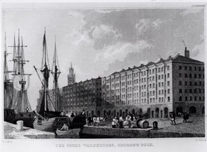 The Goree Warehouse ، George&39;s Dock ، ليفربول ، منقوش بواسطة H. Wallis ، c.1830