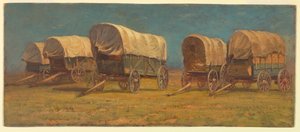 "رسم، دراسة، عربات مغطاة، ربما عام 1871 بواسطة صموئيل كولمان