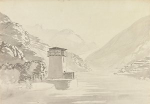 منظر من الجسر في Wandepore [Wangdu Phodrang] بواسطة صموئيل ديفيس
