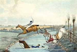 Second Mile, from Steeplechasing, engraved by Charles Hunt (1929-1900) (colour litho) بواسطة صموئيل هنري (بعد) ألكين