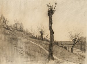 أواخر فصل الشتاء ، 1884 (فحم على ورق مصقول)
