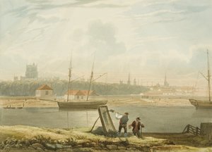 عرض عبر المرفأ العائم مع الكاتدرائية وكنائس المدينة ، ج. 1825 بواسطة صموئيل جاكسون