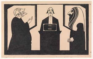 بين هؤلاء الثلاثة يتأرجح قلبي (العنوان الأصلي على الشيء) بواسطة صموئيل جيسورون دي ميسكيتا (توقيع الفنان)