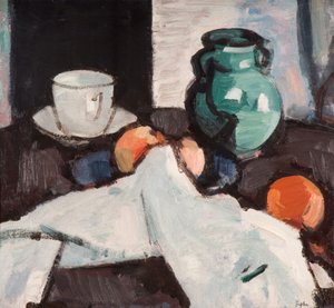 لا تزال الحياة مع وعاء من الفاكهة ، والإبريق ، والكوب والصحن ، 1927-1929. بواسطة صموئيل جون بيبلوي