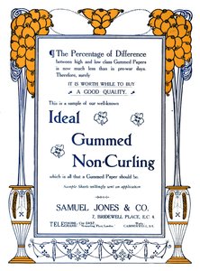 صموئيل جونز وشركاه - إعلان Gummed Non-Curling ، 1919 بواسطة صموئيل جونز
