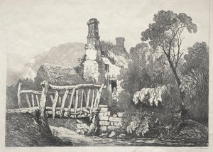 سلسلة من المباني القديمة والبيوت الريفية في شمال إنجلترا: بالقرب من Byland ، 1821. بواسطة صموئيل بروت