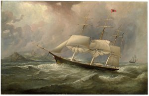 سفينة المقص Black Ball Line Ocean Chief تقلل من الإبحار في مسيرتها الأسترالية ، c.1853
