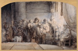 تسلم يهوذا الثلاثين قطعة من الفضة حوالي عام 1640 (قلم وحبر على طباشير أحمر فوق ورق على ورق) بواسطة صموئيل فان هوغستراتن