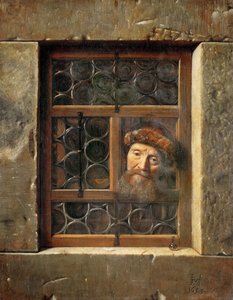 الرجل العجوز في النافذة - صموئيل ديركس فان هوغستراتن (1627-1678). زيت على قماش بواسطة صموئيل فان هوغستراتن