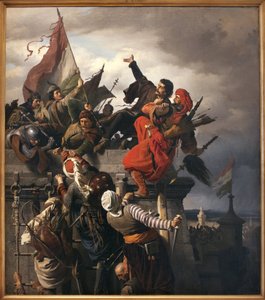 تضحية تيتوش دوجوفيتش (؟ -1456). أبطال هنغاريا القوميون ، والتي تميزت أثناء حصار الإمبراطورية العثمانية لبلغراد. لوحة لساندور واغنر (1838-1919) ، زيت على قماش