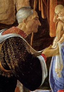 العشق من المجوس ، تفاصيل من Cosimo de'Medici ، تسمى il Vecchio (تمبرا على الخشب بواسطة ساندرو بوتيتشيلي