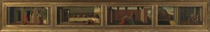 Scenes from the life of Mary Magdalene (four predella panels - a. Christ teaching; b. feast in the house of Simon; c. Noli me Tangere; d. last moments of the Magdalene) بواسطة ساندرو (بعد) بوتيتشيلي