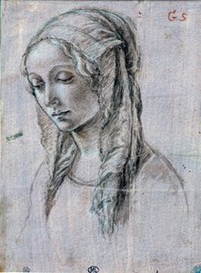 رأس شابة "" رسم بالفرشاة واللوحات البيضاء تنسب إلى أليساندرو دي ماريانو دي فيليببي ديت ساندرو بوتيتشيلي (1445-1510) القرن الخامس عشر ، باريس ، متحف اللوفر بواسطة Sandro (Attr. To) Botticelli