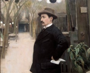 “Portrait of the painter Miguel Utrillo (1862-1934) during his stay in Paris” Detail. Painting by Santiago Rusinol y (i) Prats (1861-1931) 1891.
