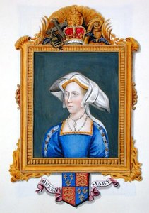 صورة آن بولين نعت خطأ الملكة ماري من "مذكرات محكمة الملكة إليزابيث" ، نُشرت عام 1825 (ألوان مائية وغواش على ورق) بواسطة سارة كونتيسة إسكس