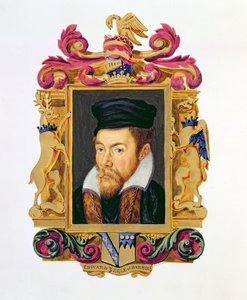 صورة إدوارد ستانلي (1508-72) إيرل ديربي الثالث من "مذكرات محكمة الملكة إليزابيث" ، نُشر عام 1825 (مرحاض وغواش على ورق)