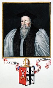 صورة جون أيلمر (1521-1594) أسقف لندن من "مذكرات محكمة الملكة إليزابيث" ، نُشرت عام 1825 (ألوان مائية وغواش على ورق) بواسطة سارة كونتيسة إسكس